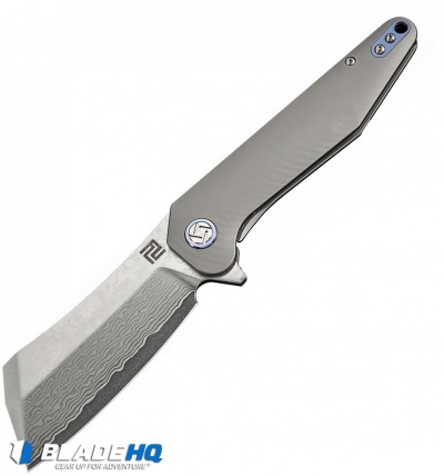 Artisan Cutlery Osprey Liner Lock Knife Gray Titanium (3.6" Damascus)