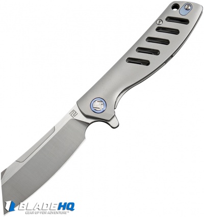 Artisan Cutlery Small Tomahawk Frame Lock Knife Gray Titanium (3" Satin M390)