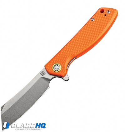Artisan Cutlery Small Tomahawk Liner Lock Knife Orange G-10 (3" Stonewash)