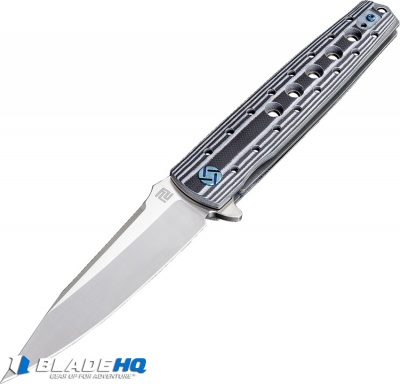 Artisan Cutlery Virginia Liner Lock Knife Black/White G-10 (3.8" Satin M390)
