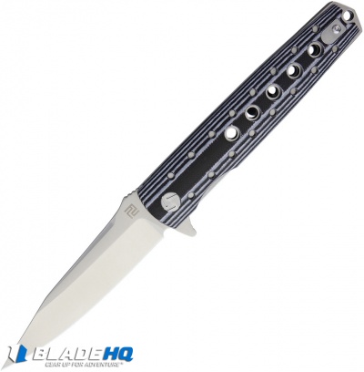 Artisan Cutlery Virginia Liner Lock Knife Black/White G-10 (3.8" Satin)