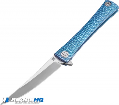 Artisan Cutlery S Waistline LinerLock Knife Blue Titanium (4" Satin Bohler M390)