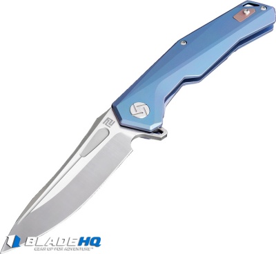 Artisan Cutlery Zumwalt Frame Lock Knife Blue Titanium (3.8" Satin M390)