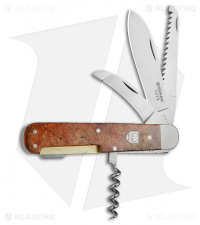 Boker Quadro 1674 Pocket Knife 4.375" Amboina Root Wood 110545