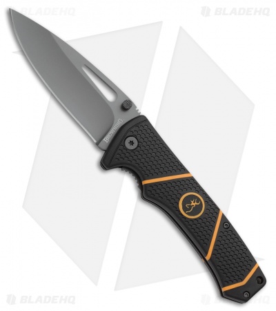 Browning Long Haul Large Liner Lock Knife Black/Orange Polymer (3.5" Gray)