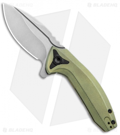 BRS E-Volve Apache Frame Lock Flipper Knife Green Ti (2.78" Stonewash)