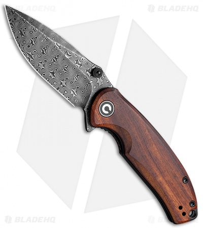 CIVIVI Pintail Liner Lock Knife Cuibourtia Wood  (3" Damascus) C2020DS-2