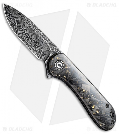 CIVIVI Elementum Liner Lock Knife Gold Shred Carbon Fiber (2.9" Damascus)