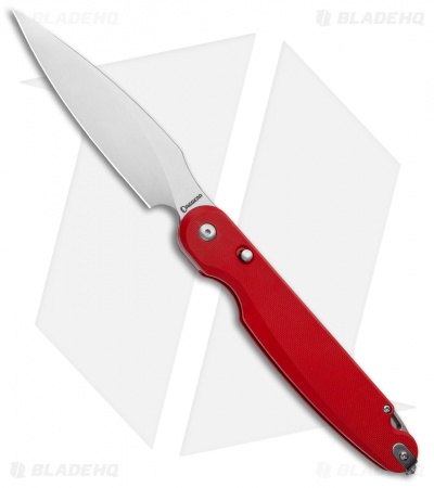 Daggerr Knives Parrot Button Liner Lock Knife Red G-10 (4.75" Black Stonewash)