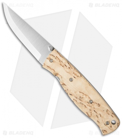 Brisa (EnZo) Birk 75 Linerlock Pocket Knife Curly Birch (3" Satin)
