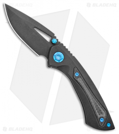 EOS Dorado S Frame Lock Knife Black Ti/Blue Hardware (3
