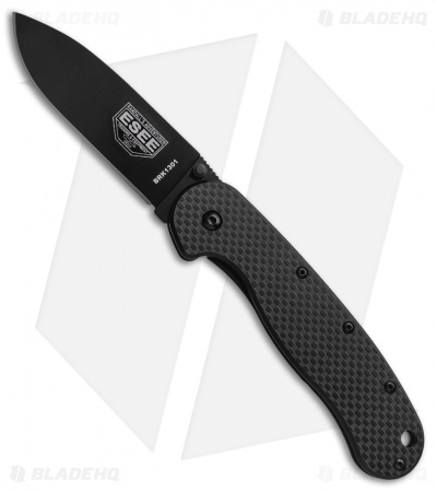 BRK Jeff Randall Avispa Frame Lock Knife Black G-10/Carbon Fiber (3.5" Black D2)