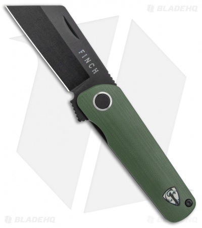 Finch Knife Co. Runtly Frame Lock Knife Pumpkin Green G-10  (2.375" Black)
