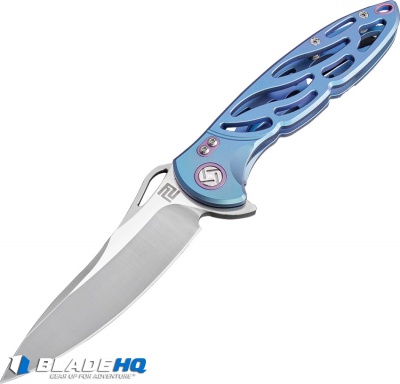Artisan Cutlery Hoverwing Frame Lock Knife Blue Titanium (3.75" Satin S35VN)