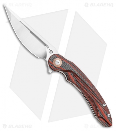 Bestech Knives Irida Liner Lock Knife Red G-10/CF (3.75" Satin) BG25E