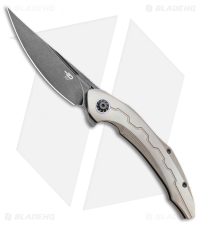 Bestech Knives Marukka Frame Lock Knife Bronze Titanium (3.75" Black SW) BT2002C