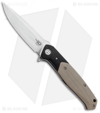 Bestech Knives Swordfish Liner Lock Knife Beige/Black G-10 (3.8" Satin)