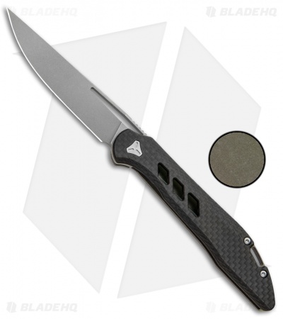 Boos Blades Smoke 2.0 Marble Carbon Fiber Frame Lock Knife Bronze Ti (3.5" BB)