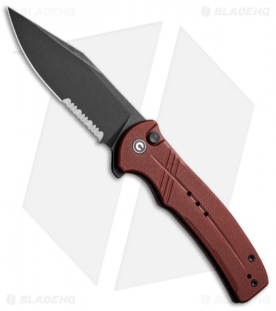 CIVIVI Cogent Button Lock Knife Burgundy G-10 (3.5" Black Serr) C20038E-2