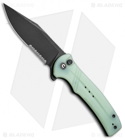 CIVIVI Cogent Button Lock Knife Natural Jade G-10 (3.5" Black Serr) C20038E-3