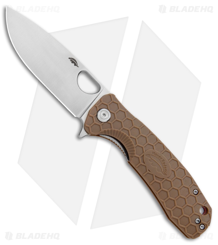 Honey Badger - Large Flipper DP Knife | Tan FRN + D2 | Bade HQ