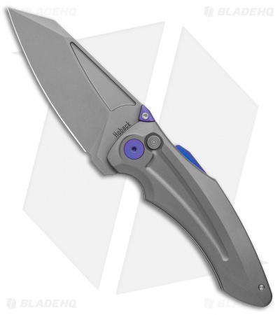 Jake Hoback Knives Sumo Button Lock Knife Stonewash/Purple Ti (3.25" BB/SW)