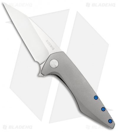Koenig Mini Goblin Frame Lock Knife Sea Pattern Ti w/Blue Hardware (3" SW)