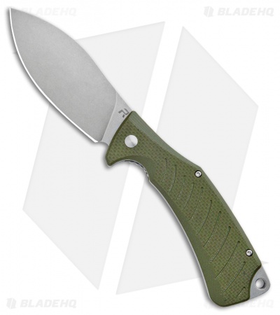 REVO Ness Liner Lock Flipper Knife OD Green G-10 (3.3