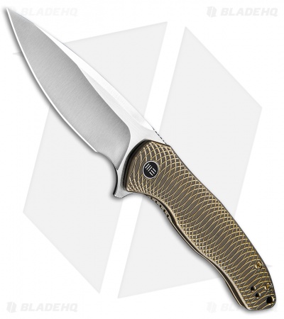 WE Knife Co. Kitefin Frame Lock Knife Gold Patterned Ti (3.24" Satin) 2001C