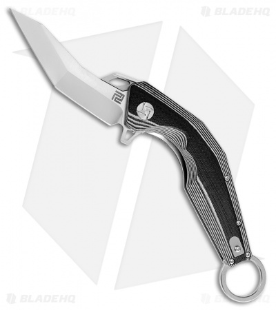 Artisan Cutlery Cobra Liner Lock Knife Textured Black/White G-10 (3.5" Blasted)