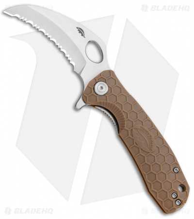 Honey Badger Knives Medium Flipper Hawkbill Tan FRN (3" Satin)