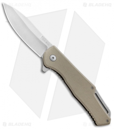 Ka-Bar Jarosz Spear Point Flipper Frame Lock Knife Tan G-10 (3.5" Stonewash)