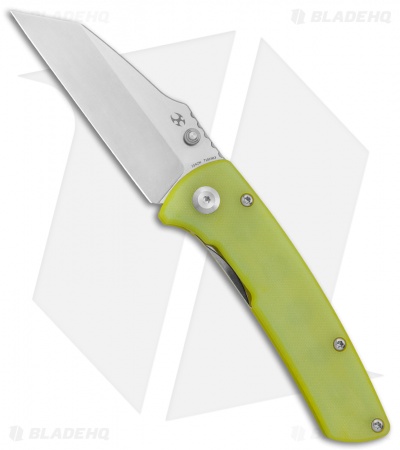 Kansept Knives Main Street Liner Lock Knife Yellow/Green G-10 (3.4" Stonewash)