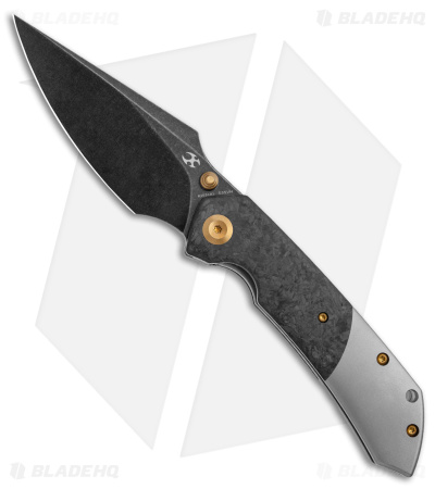 Kansept Fenrir Liner Lock Knife Shred CF/Titanium (3.4" Black SW)