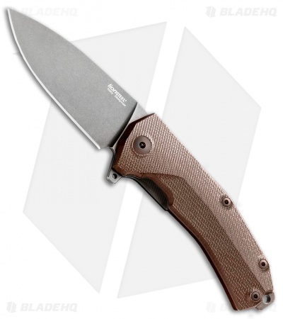 LionSteel KUR Flipper Knife Brown G10 (3.43" Stonewash)