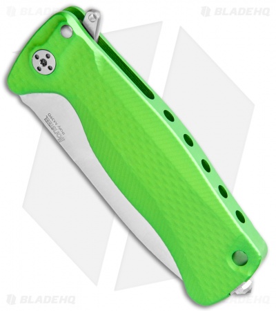 LionSteel SR-22 Flipper Knife | Alum. Frame Lock | Green + Satin - Blade HQ