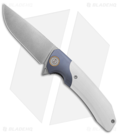 Maxace Knives Goliath 2.0 Liner Lock Knife White G-10/Blue Titanium (4.5