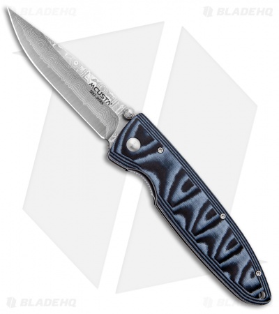 Mcusta Tactility - Manual Folding Knife | Blue Micarta + Damascus