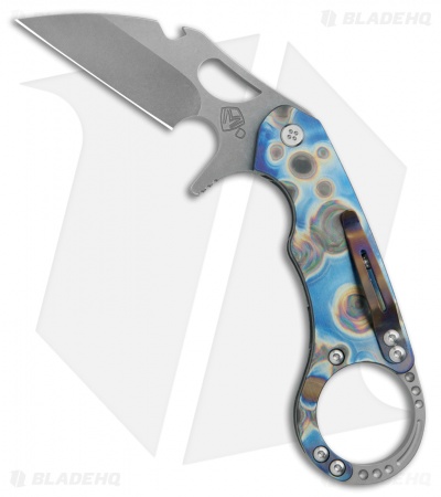 Medford Burung Frame Lock Knife w/ Bottle Opener Flamed Blue Ti (3.2" Tumbled)