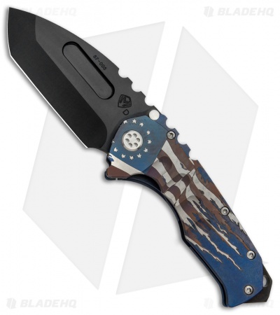 Medford Custom Praetorian T Knife Blue Vintage Flag Ti (3.75" Black) MKT