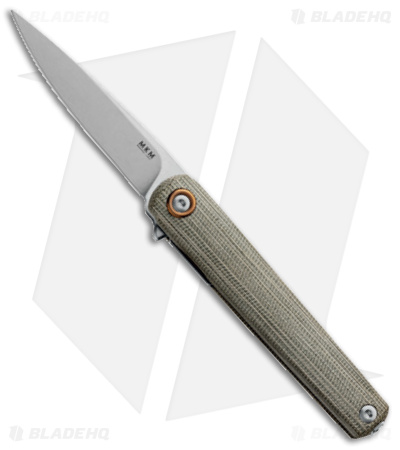 MKM Flame Light Liner Lock Knife Green Canvas Micarta (2.8" SW)