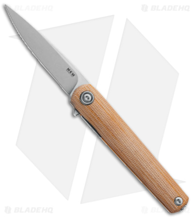 MKM Flame Light Liner Lock Knife Natural Canvas Micarta (2.8" SW)