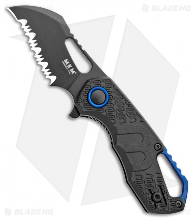MKM Voxnaes Isonzo Hawkbill Liner Lock Knife Black FRN (2.25" Black Full Serr)