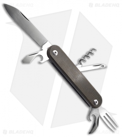 MKM Malga 6 Multi-Tool Knife Green Micarta 7-in-1 MP06-GC