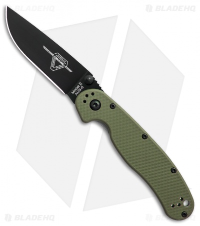Ontario RAT Model 2 Liner Lock Knife OD Green Nylon (3" Black AUS-8) 8861OD