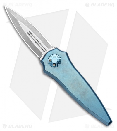 Paragon Warlock Folding Knife Purple Titanium (3.9" Baker Forge & Tool Damascus)