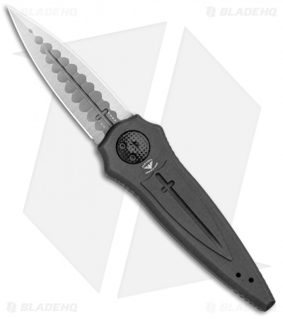 Paragon Warlock Knife Gray Aluminum Cross/Shield/Sword (3.9" Satin Sorcerer)