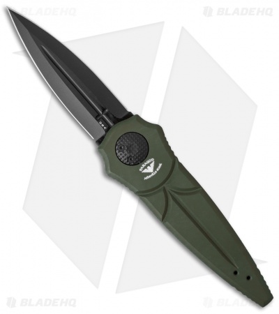 Paragon Warlock Folding Knife OD Green Aluminum Cross (3.9" Black)