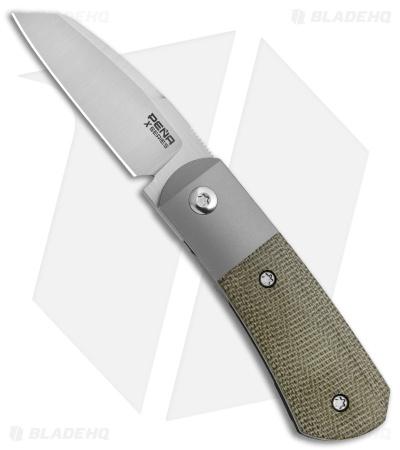 Pena Knives X-Series Micro Apache Front Flipper Knife Green Micarta (2" Satin)