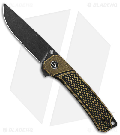 QSP Osprey Liner Lock Knife Stonewashed Brass (3.25" Black) QS139-D2